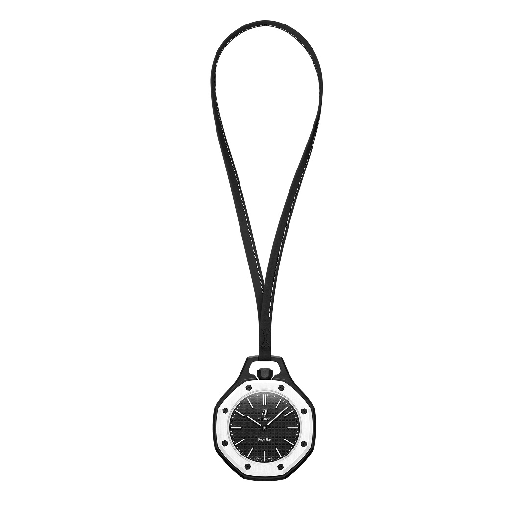 Swatch Royal Pop Ocho Negro — Onyx Black · White pocket watch