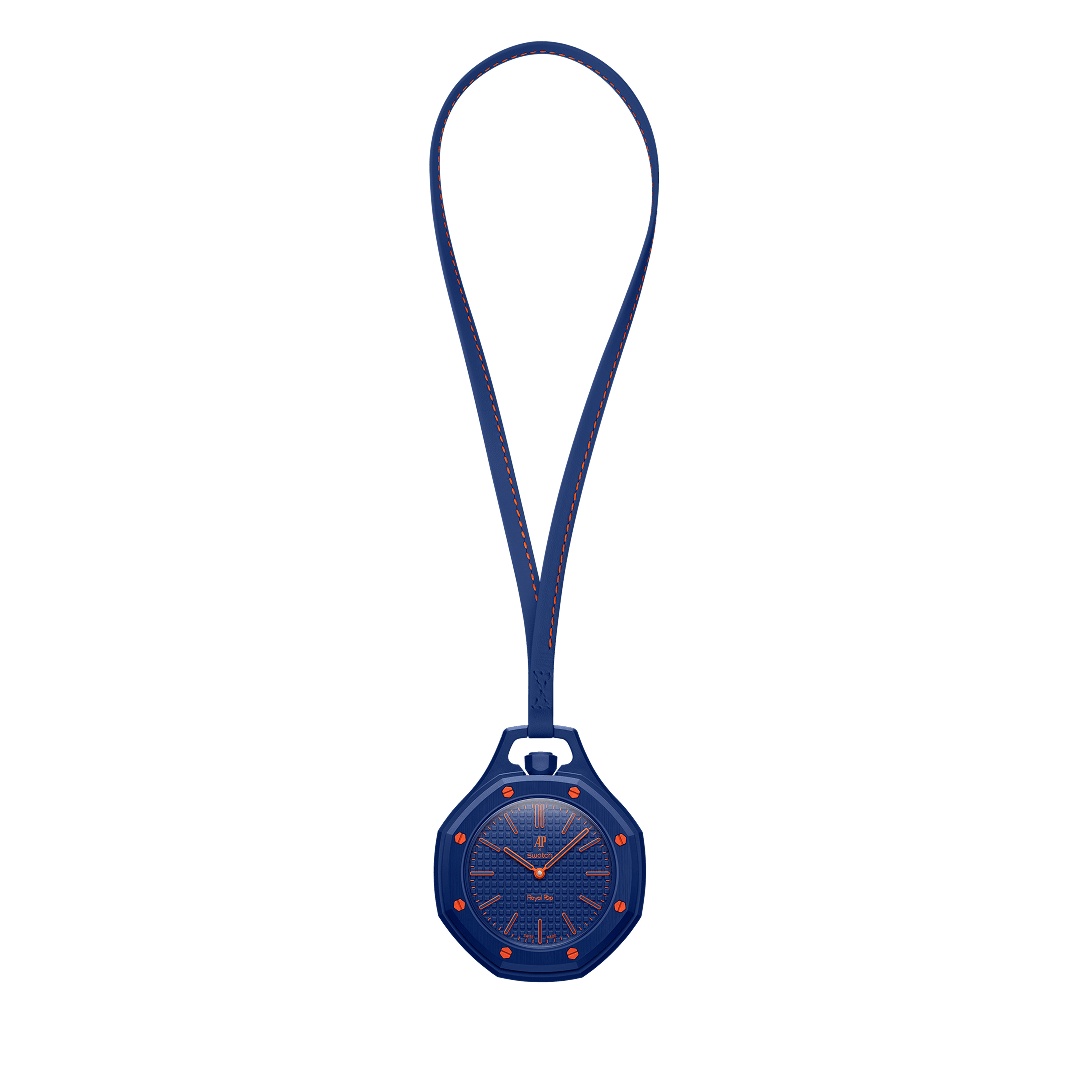 Swatch Royal Pop Orenji Hachi — Navy · Burst Orange pocket watch